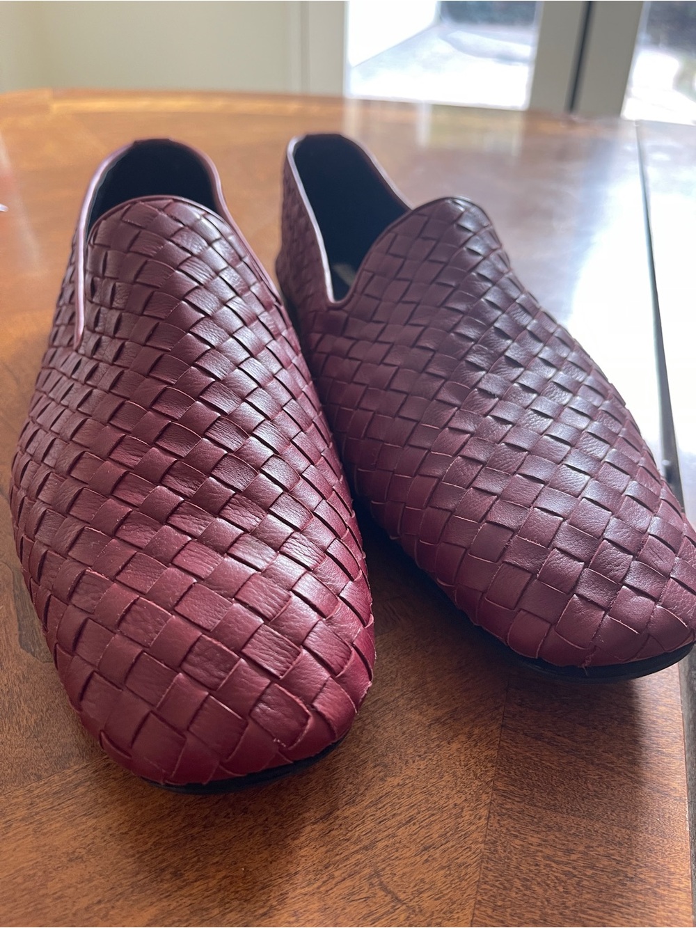 Bottega Veneta Men's Woven Leather Loafers — Wine/Burgundy - Picture 2 of 5